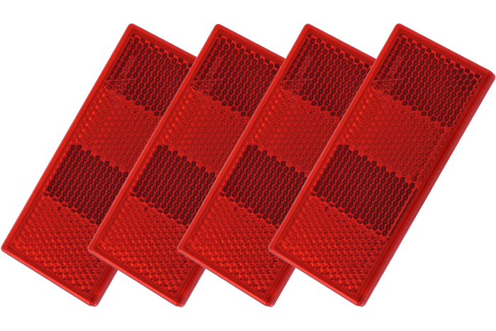 Zelfklevende rode aanhangerreflectoren 90x40 mm - set van 4