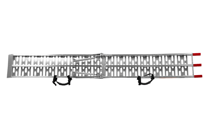 UNITRAILER ALR003 opklapbare aluminium oprijplaat voor aanhanger 221 cm 340 kg met riem en steun