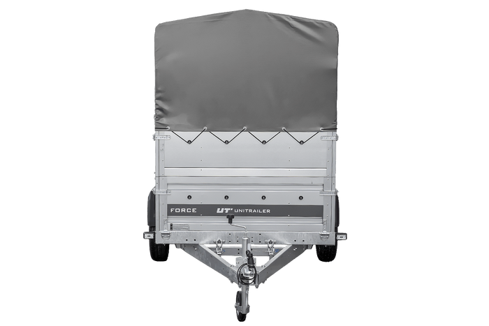 Autotransporter 264x125 UNITRAILER FORCE 264 KIPP met BIS-zijwanden, H-800 frame en grijze afdekking