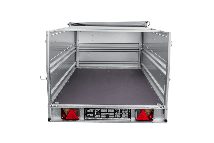Enkelassige aanhanger op veren 264x125 UNITRAILER FORCE 264/R KIPP met BIS-zijwanden, H-0 frame en grijs dekzeil