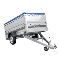 Lichte aanhanger 230x125 UNITRAILER FORCE 230 KIPP met BIS-zijwanden, H-0 frame en blauwe afdekking