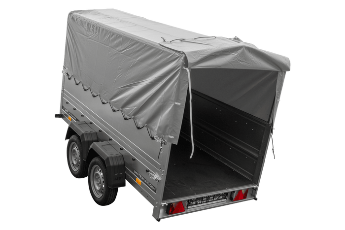 Twee-assige aanhanger 264x125 UNITRAILER GARDEN 264/2 KIPP met BIS zijwanden, H-800 frame en grijze kap