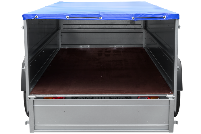 Twee-assige aanhanger 264x125 UNITRAILER GARDEN 264/2 KIPP met BIS zijwanden en blauw deksel