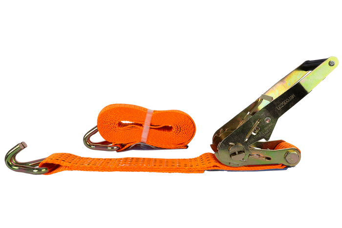 Set van vier UNITRAILER 5m/50mm/5t oranje transportbanden met spaninrichting