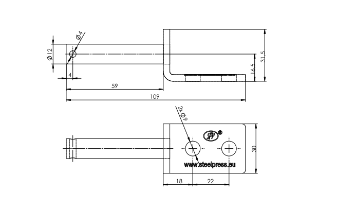 STEELPRESS UZ-01B aanhangwagen scharnierhouder voor montage aan de aanhangwagenzijde