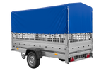 Lichte aanhangwagen 264x125 UNITRAILER GARDEN 264 KIPP met gaaswanden, H-800 frame en blauwe kap