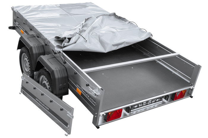 Autoaanhanger 264x150 UNITRAILER GARDEN 265/2 KIPP met H-0 frame en grijze afdekking