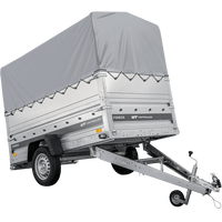 Autotransporter 230x125 UNITRAILER FORCE 230 KIPP met BIS-zijwanden, H-800 frame en grijze afdekking