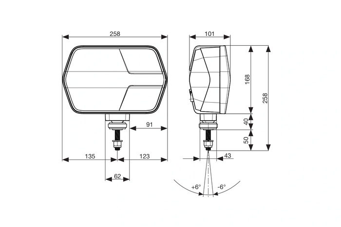 ASPÖCK LuxLED II LED-koplamp met 7 functies, 6-pins DEUTSCH DT06-6S rechts