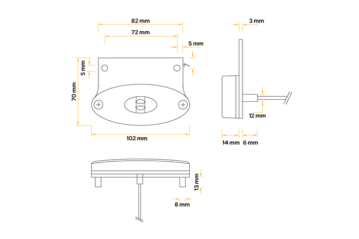 ASPÖCK FLATPOINT II LED markeringslamp, oranje, universeel, op houder