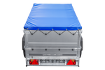 Enkelassige aanhanger 200x106 UNITRAILER GARDEN 200 KIPP met BIS-zijwanden en blauw dekzeil
