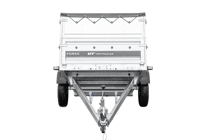 Lichte aanhanger 230x125 UNITRAILER FORCE 230 KIPP met BIS-zijwanden, H-0 frame en grijze afdekking