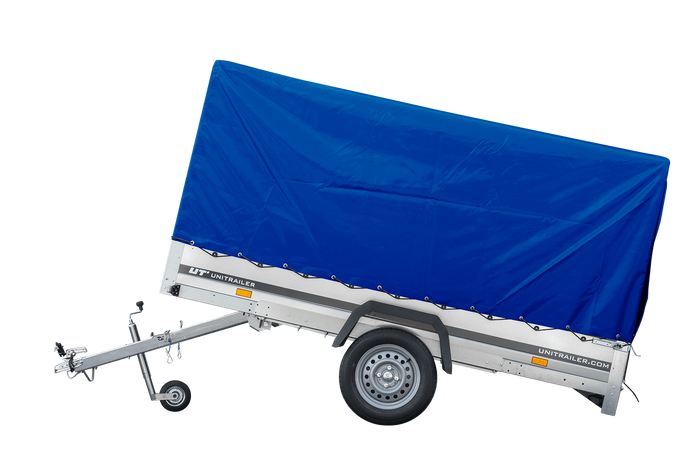 Autoaanhanger 264x125 UNITRAILER GARDEN 264 KIPP met H-1100 frame en blauwe hoes