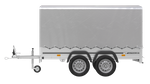 Tweeassige aanhanger 264x125 UNITRAILER GARDEN 264/2 KIPP met H-1100 frame en grijze huif