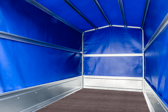 Autoaanhanger 230x125 UNITRAILER GARDEN 230 KIPP met H-1100 frame en blauwe hoes