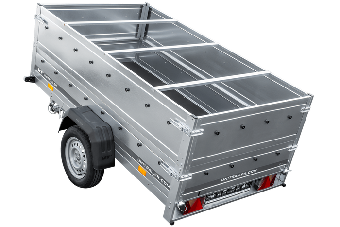 Garden Trailer 230 KIPP met steunwiel, BIS zijwanden, H-0 frame en grijze afdekking