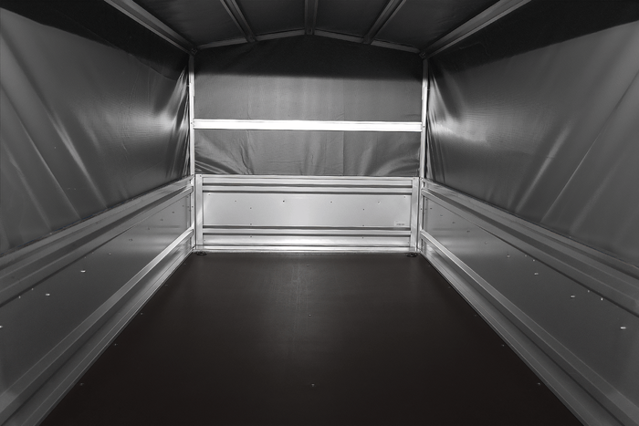 Autotrailer 264x125 UNITRAILER FORCE 264 KIPP met H-800 frame en grijze afdekking