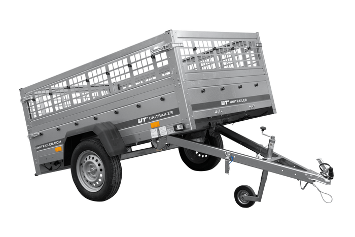 Enkelassige aanhanger 200x125 UNITRAILER GARDEN 201 KIPP met zijwanden van gaas