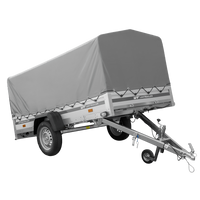 Enkelassige aanhanger met aluminium zijwanden 264x125 Unitrailer Garden 264 KIPP ALU met H-800 frame en grijze afdekking