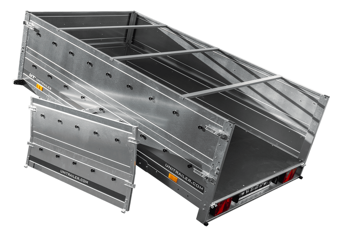 Autotrailer 264x150 UNITRAILER GARDEN 265 KIPP met opzetborden, H-0 frame en grijze huif
