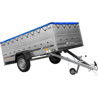 Enkelassige aanhangwagen op veren 264x125 UNITRAILER GARDEN 264/R KIPP met BIS zijwanden, H-0 frame en blauw dekzeil