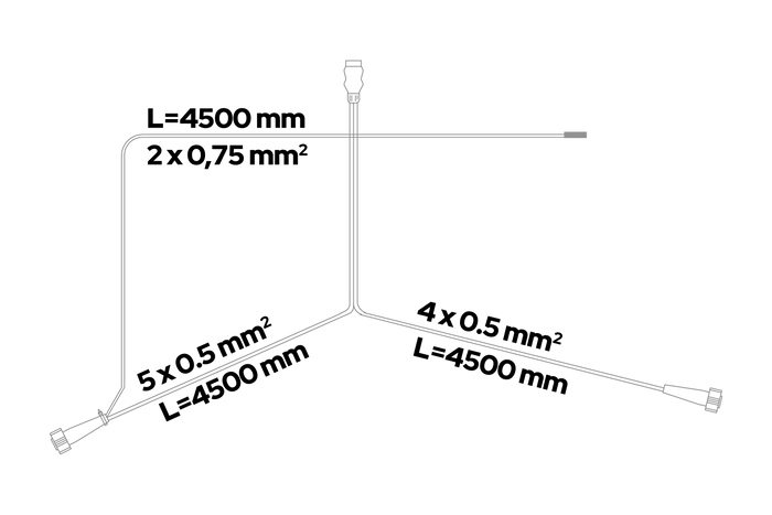 Verlichtingsset: ASPÖCK MULTIPOINT V achterlichten + ASPÖCK FLEXIPOINT I markeringslichten + ASPÖCK 4,5m 7-polige kabelboom
