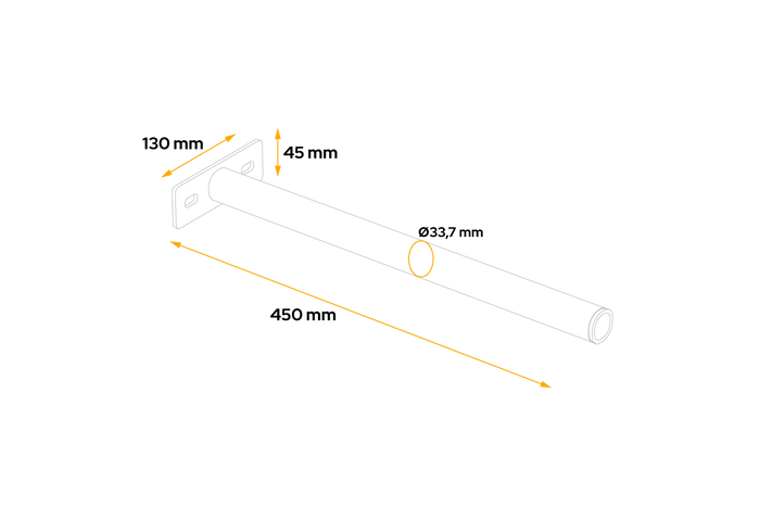 Rechte buis voor de montage van het DOMAR D51100 spatbord, beugeldiameter 33 mm, lengte 450 mm