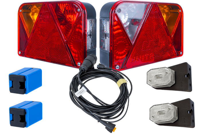 Verlichtingsset: DOBPLAST DPT35 achterlichten + ASPÖCK FLEXIPOINT I markeringslichten + MANTES 4,5m 13-pollige kabelboom