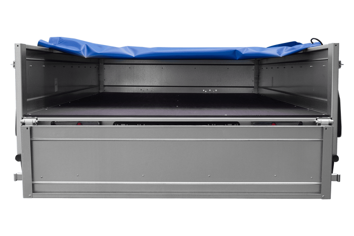 Twee-assige aanhanger 264x125 UNITRAILER GARDEN 264/2 KIPP met H-0 frame en blauw dekzeil