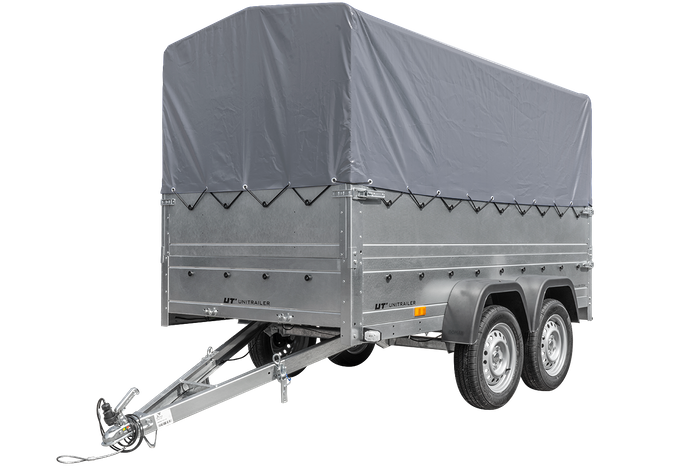 Twee-assige aanhanger 264x125 UNITRAILER GARDEN 264/2 KIPP met BIS zijwanden, H-800 frame en grijze kap