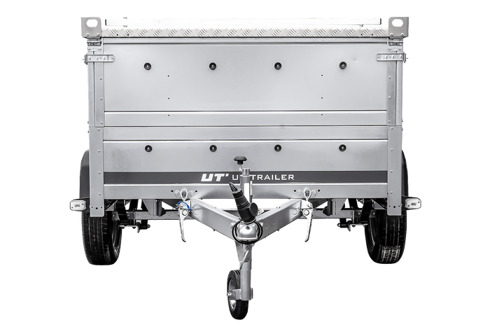 Enkelassige aanhangwagen op veren 230x125 UNITRAILER GARDEN 230/R KIPP met BIS zijwanden en aluminium afdekplaat