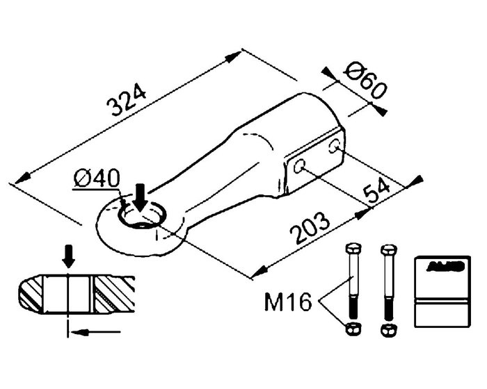 AL-KO oogkoppeling voor een aanhanger van 3500 kg met een dissel van 60 mm.