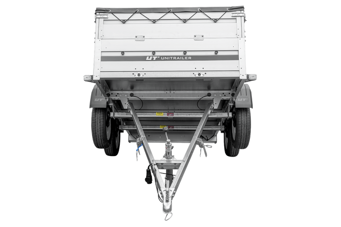 Tweeassige aanhanger met aluminium zijwanden 264x125 Unitrailer Garden 264/2 KIPP ALU met BIS-zijwanden, H-0 frame en grijze afdekking