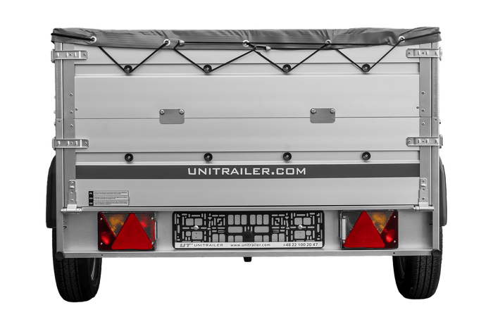 Enkelassige aanhanger met aluminium zijwanden 230x125 Unitrailer Garden 230 KIPP ALU met BIS-zijwanden, H-0 frame en grijze afdekking