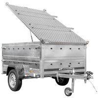 Lichte aanhangwagen op veren 200x125 UNITRAILER GARDEN 201/R KIPP met BIS zijwanden en aluminium deksel