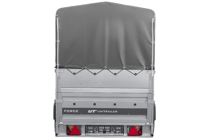Lichte aanhanger op veren 264x125 UNITRAILER FORCE 264/R KIPP met BIS-zijwanden, H-800 frame en grijze afdekking