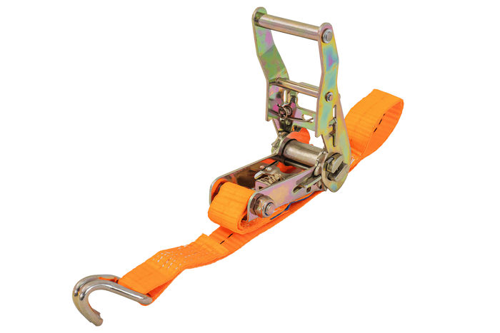 Set van vier UNITRAILER 3m/25mm/1t oranje transportbanden met spaninrichting