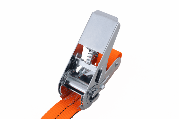 Set van vier HERMON 5m/25mm/1t hijsbanden met spanner, banden uit één stuk voor het vastbinden.