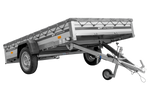 Autoaanhanger met aluminium zijwanden 264x150 Unitrailer Garden 265 KIPP ALU met H-0 frame en grijze afdekking