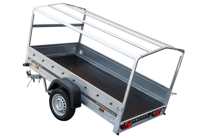 Lichte aanhanger 230x125 UNITRAILER GARDEN 230 KIPP met H-800 frame en blauwe hoes