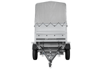 Lichte aanhanger 200x106 UNITRAILER GARDEN 200 KIPP met BIS-zijwanden, H-800 frame en grijze afdekking