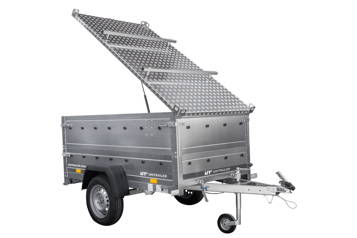 Lichte aanhanger 200x106 UNITRAILER GARDEN 200 KIPP met BIS-zijwanden en aluminium afdekking