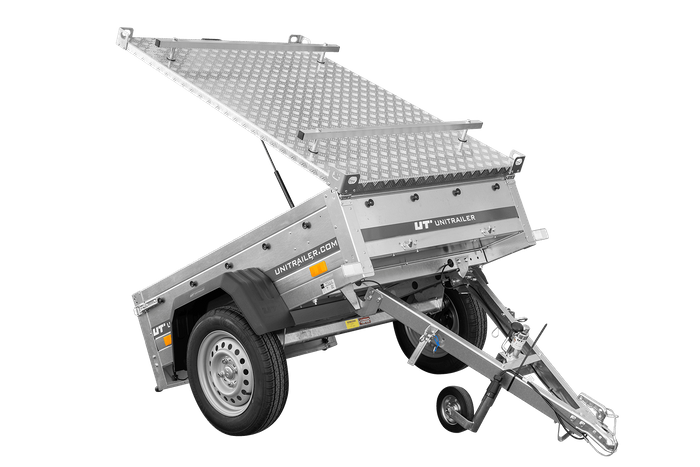 Enkelassige aanhanger 150x106 UNITRAILER GARDEN 150 KIPP met aluminium afdekking