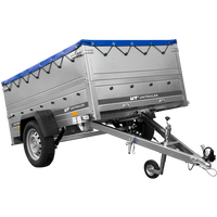Lichte aanhangwagen op veren 200x125 UNITRAILER GARDEN 201/R KIPP met BIS zijwanden, H-0 frame en blauw zeil