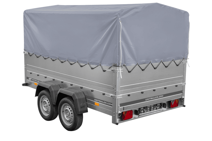 Lichte aanhanger 264x150 UNITRAILER GARDEN 265/2 KIPP met BIS-zijwanden, H-800 frame en grijze afdekking