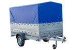 Autoaanhanger 264x125 UNITRAILER GARDEN 264 KIPP met BIS zijwanden, H-800 frame en blauw deksel
