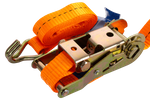 Set van vier UNITRAILER 2m/25mm/1t oranje transportbanden met spaninrichting