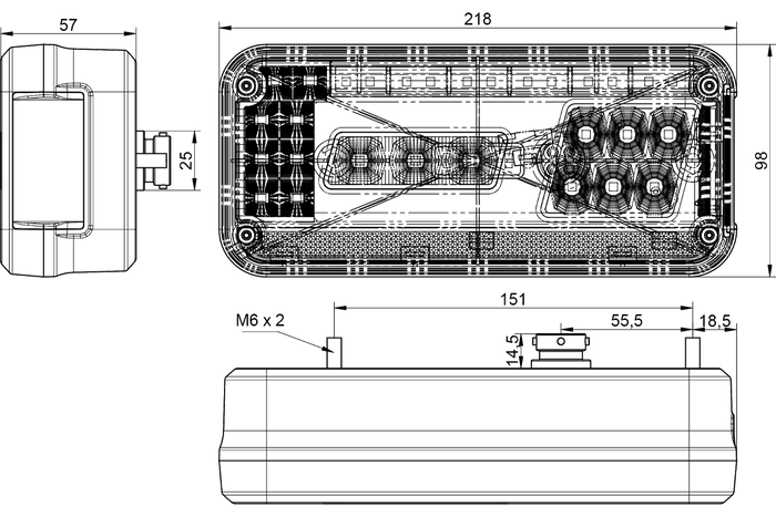 DOBPLAST DPT30 LED achterlicht 6 functies links