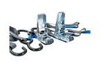 Set van twee HILLS 3m/25mm/1t transportbanden met spanmechanisme en twee 0,45m riemen voor het vastzetten van de motorfiets.