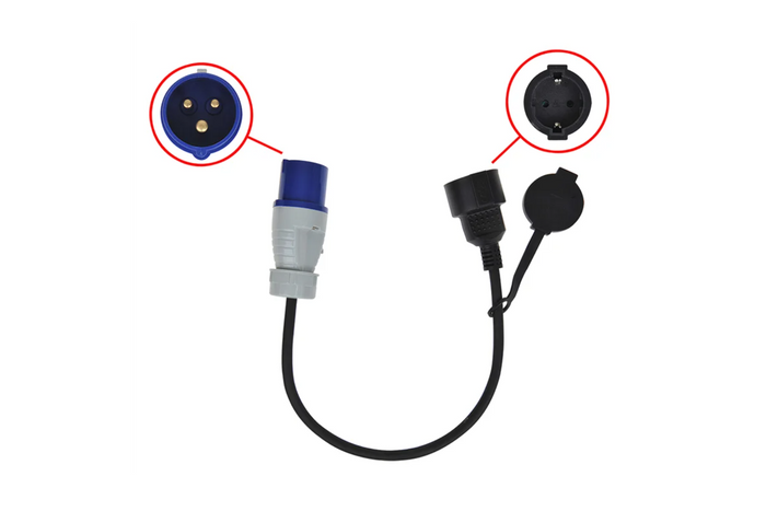 Adapter met CEE-stekker en Schuko-aansluiting 16A 230V met beschermingscontact ProPlus 373530 40cm kabel